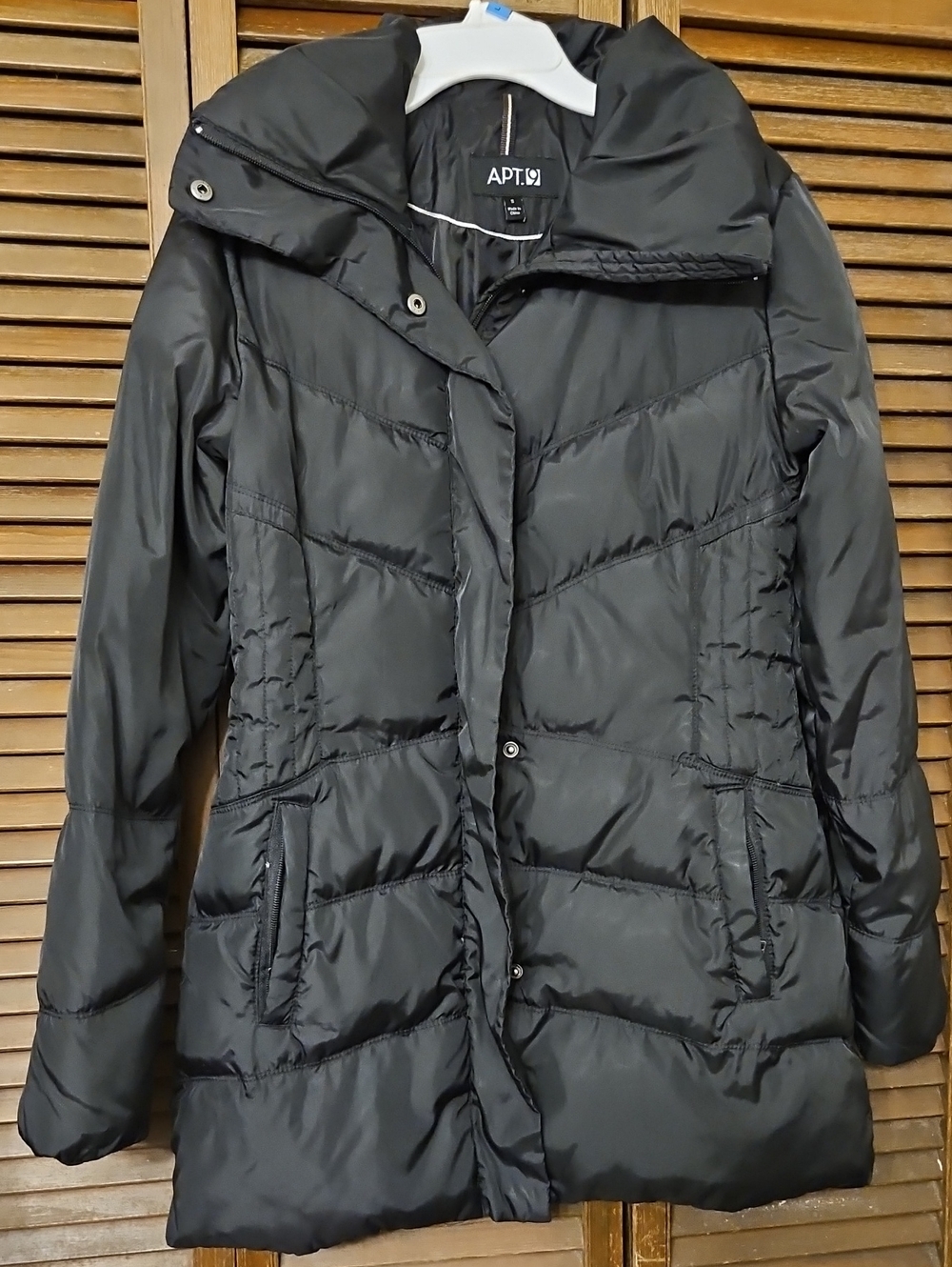 Apt. 9 Women's Black Quilted Long Puffer Jacket with High Collar